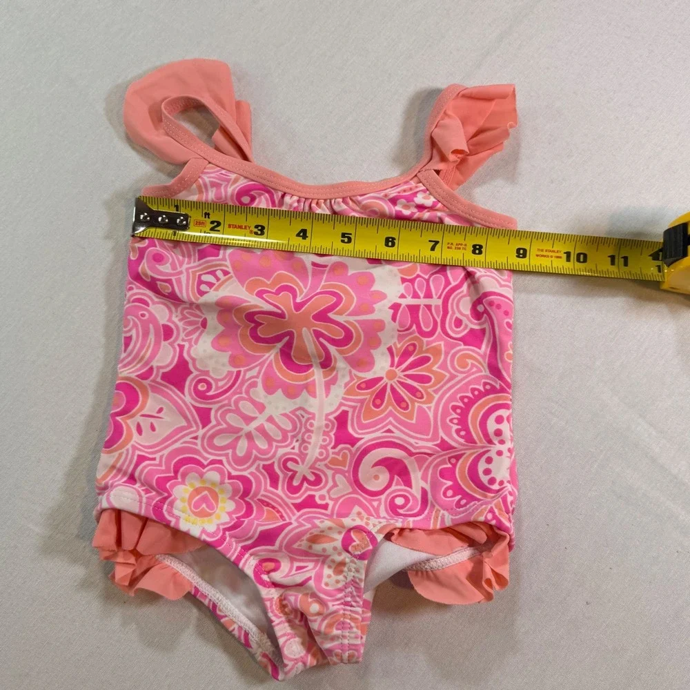 Tommy Bahama One Piece Swimsuit Kids 12M Pink Floral Ruffle Paisley Beachy‎ Swim